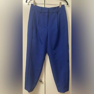 Express Blue Pleated Ankle High Rise Pants